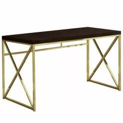 Monarch Specialties Monarch Computer Desk - Cappuccino Ad Gold Metal - 48-in L