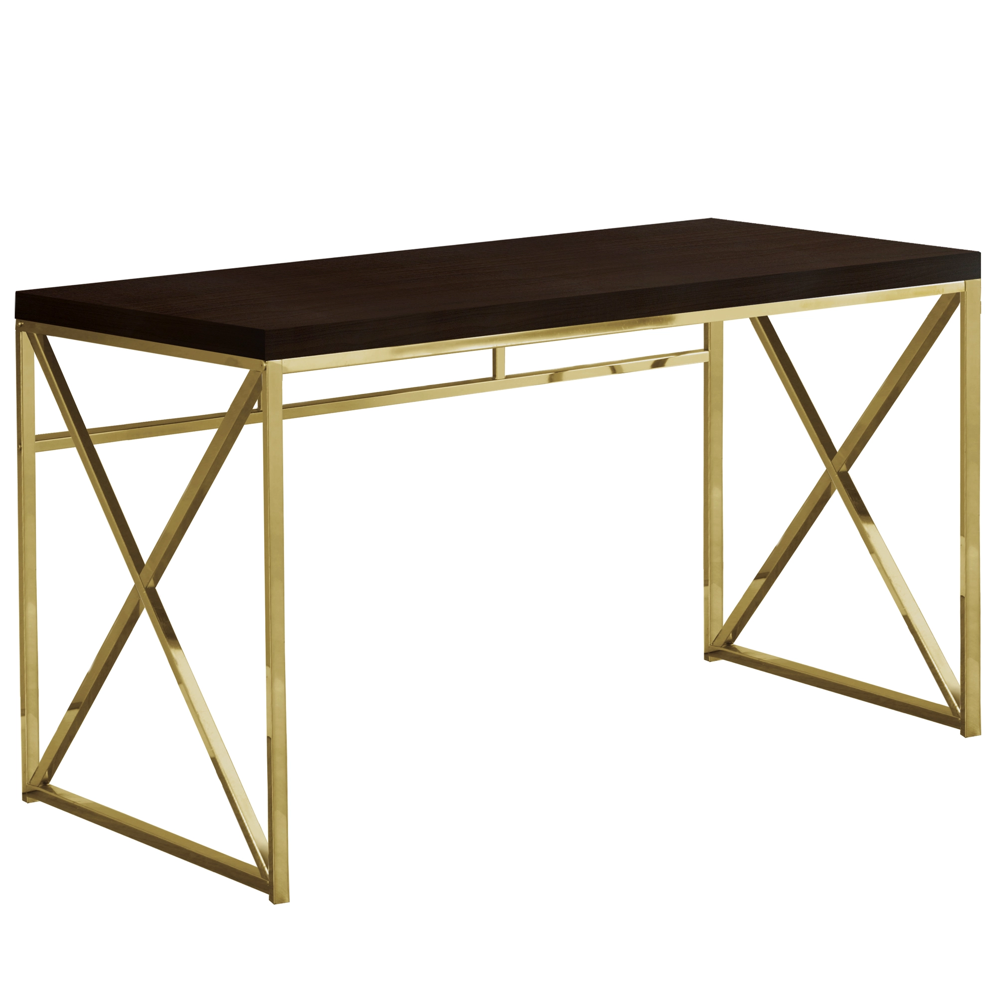 Monarch Specialties Monarch Computer Desk - Cappuccino Ad Gold Metal - 48-in L - Image 2