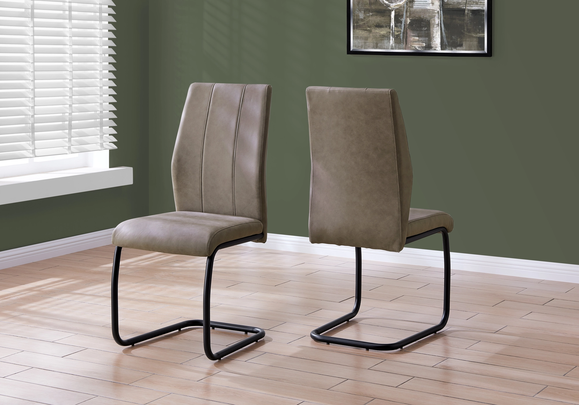 Monarch Specialties Monarch Dining Chairs Taupe Fabric And Black Metal - 39-in H - Set Of 2