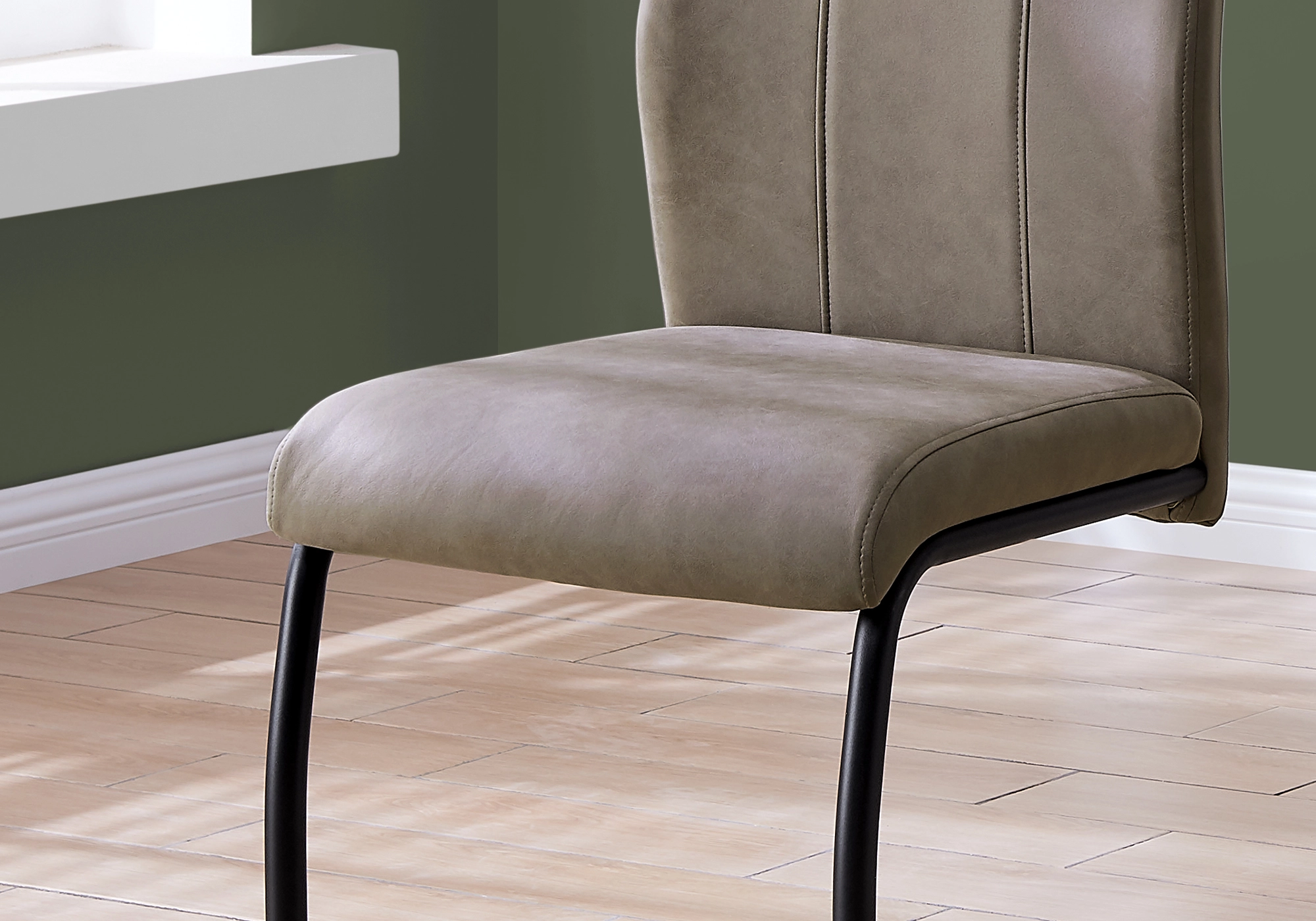 Monarch Specialties Monarch Dining Chairs Taupe Fabric And Black Metal - 39-in H - Set Of 2 - Image 2