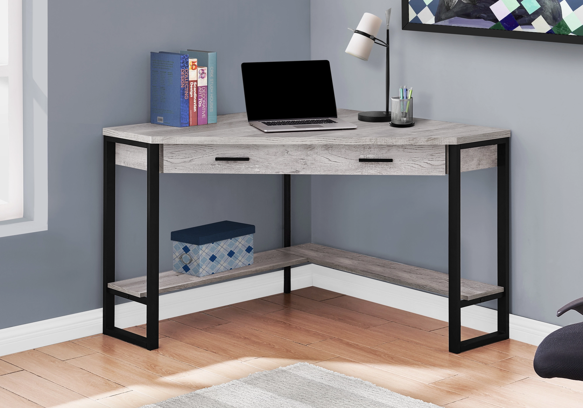 Monarch Specialties Monarch Corner Computer Desk - Grey Reclaimed Wood - 48-in - Image 3