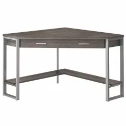 Monarch Specialties Monarch Corner Computer Desk - Dark Taupe And Silver Metal - 42-in