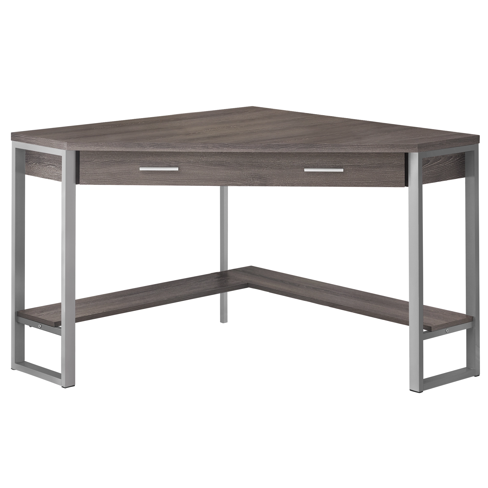 Monarch Specialties Monarch Corner Computer Desk - Dark Taupe And Silver Metal - 42-in