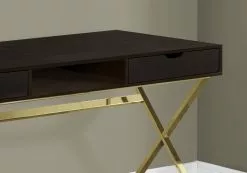 Monarch Specialties Monarch Computer Desk - Cappuccino And Gold Metal - 48-in