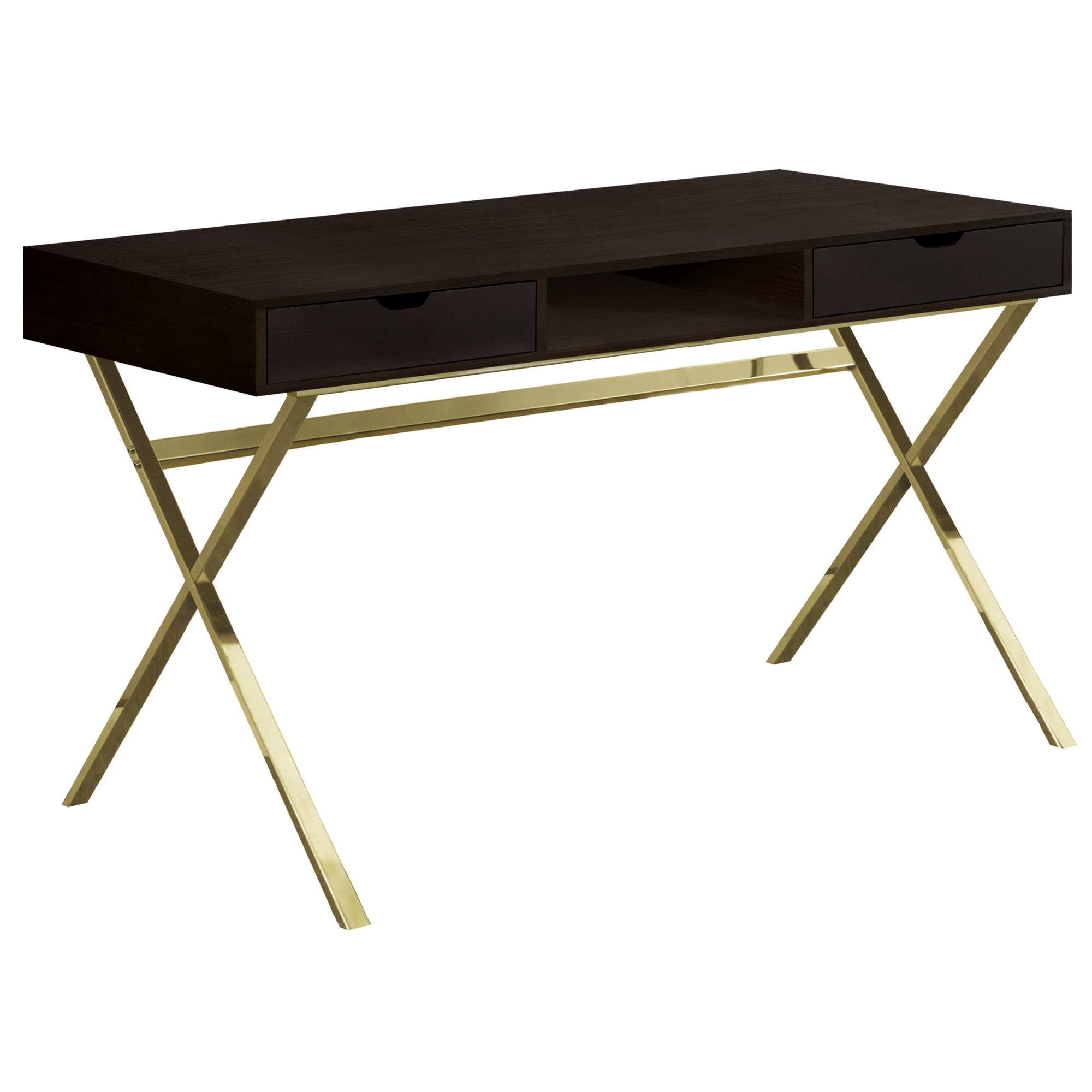 Monarch Specialties Monarch Computer Desk - Cappuccino And Gold Metal - 48-in - Image 6