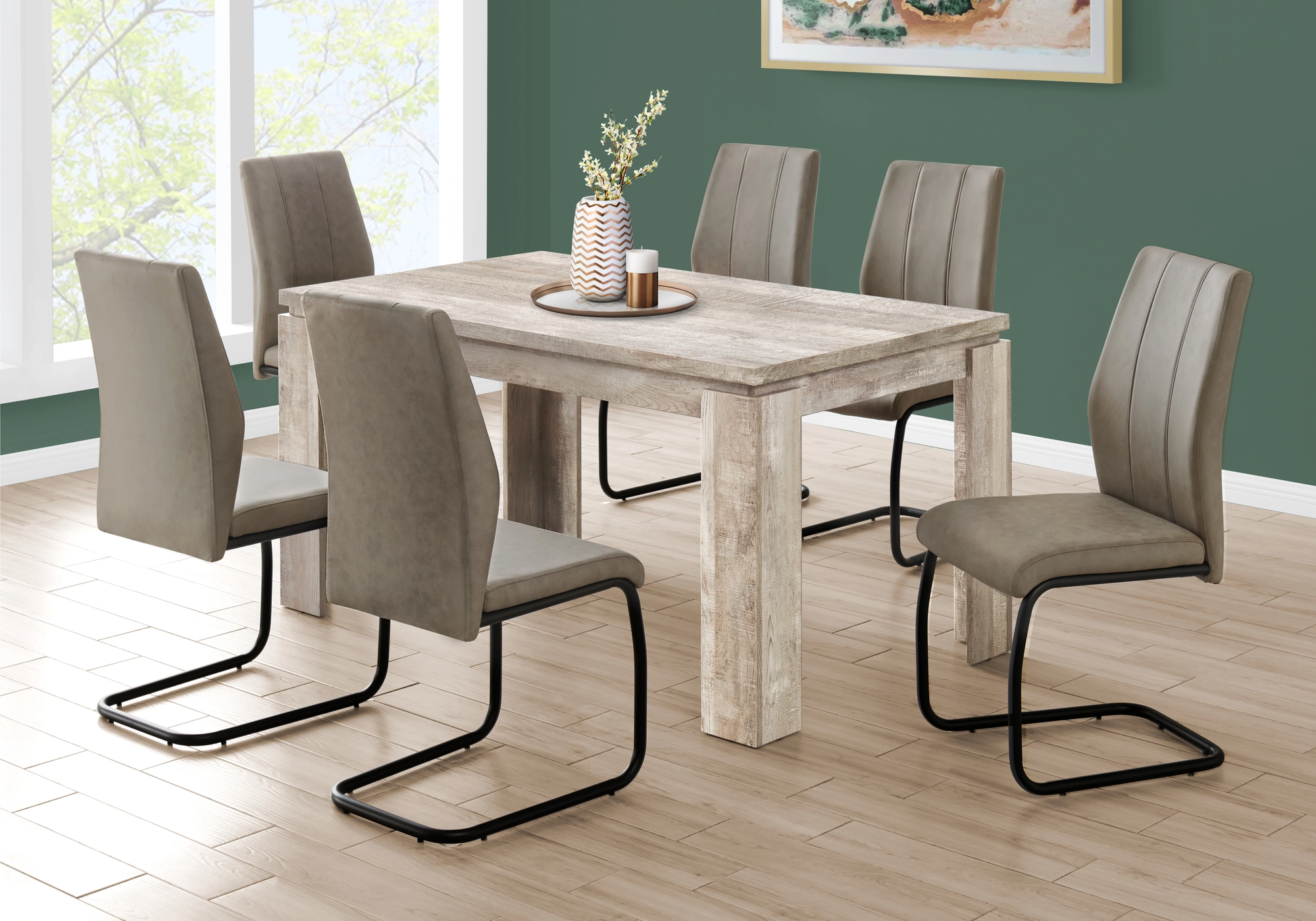 Monarch Specialties Monarch Dining Table - Taupe Reclaimed Wood Look - 36-in X 60-in - Image 2