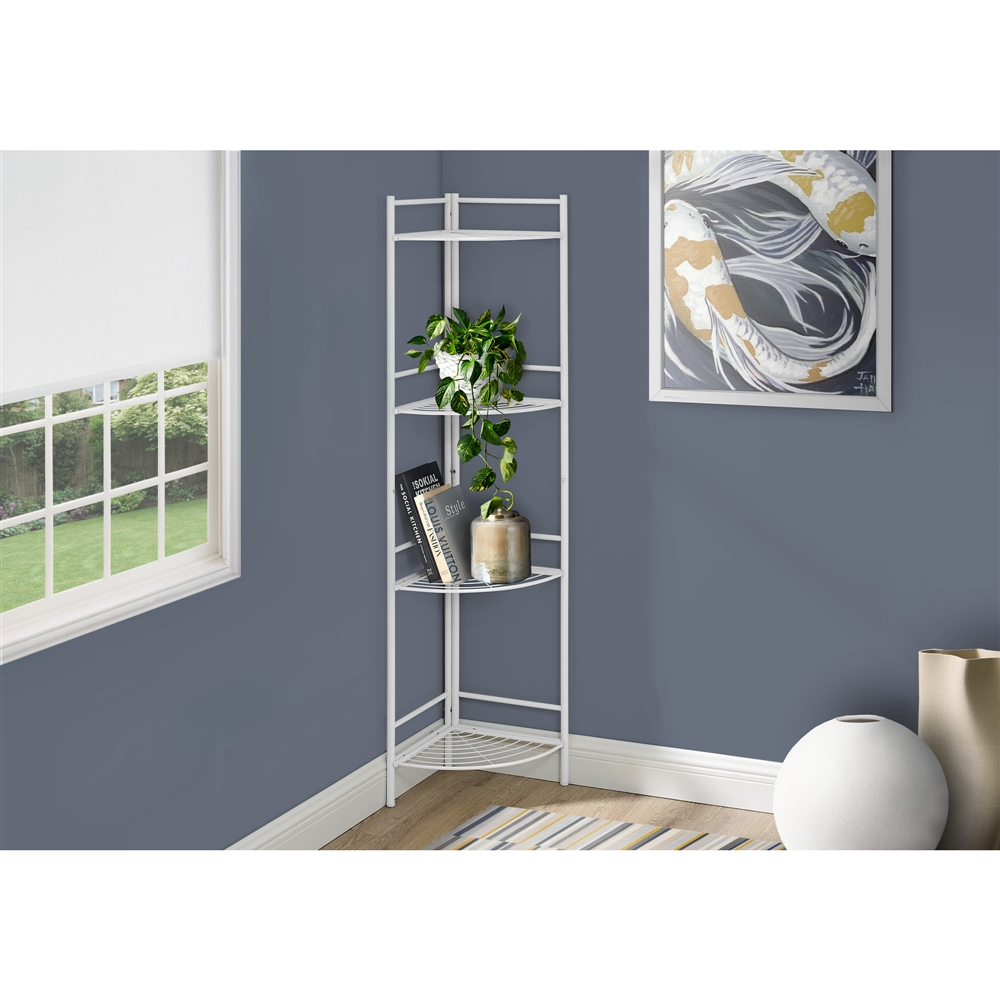 Monarch Specialties Bookcase Etagere - White Finish And White Metal - 62-in H