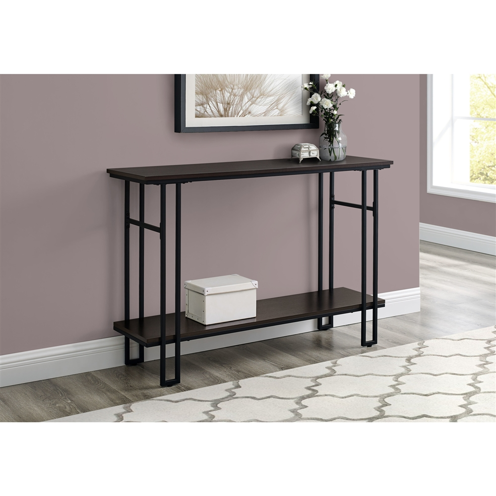 Monarch Specialties Console Table In Espresso And Blak Metal - 48-in L - Image 3