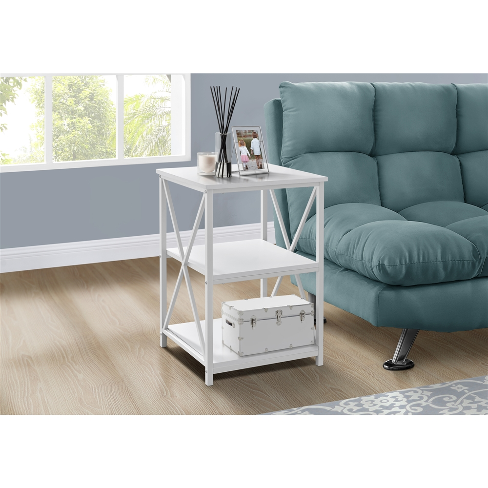 Monarch Specialties Accent Table - White Finish And White Metal - 26-in H