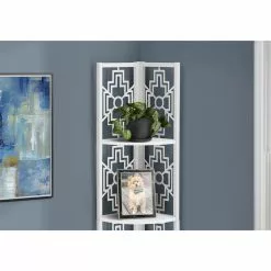 Monarch Specialties Corner Etagere Bookcase In Black Finish - 62-in H