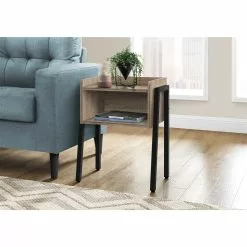 Monarch Specialties Accent Table - Dark Taupe Finish And Black Metal - 23-in H