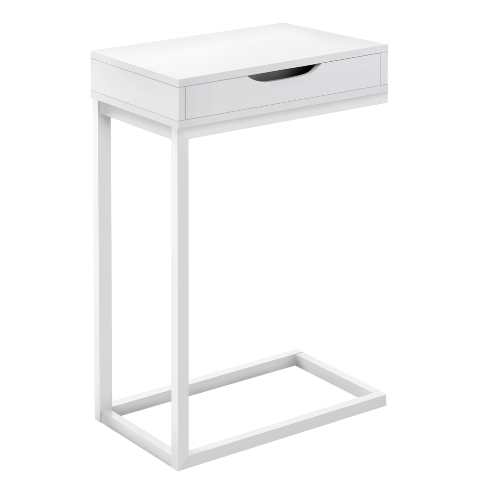 Monarch Specialties Accent Table With 1 Drawer - White Finish And White Metal - Image 3