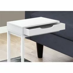 Monarch Specialties Accent Table With 1 Drawer - White Finish And White Metal