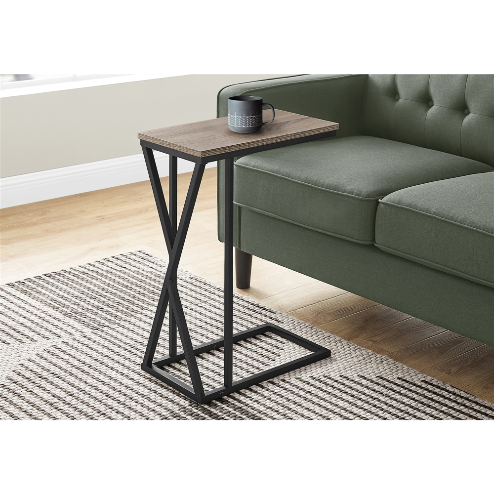Monarch Specialties Accent Table - Dark Taupe Finish And Black Metal - 25-in H - Image 2