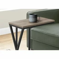 Monarch Specialties Accent Table - Dark Taupe Finish And Black Metal - 25-in H