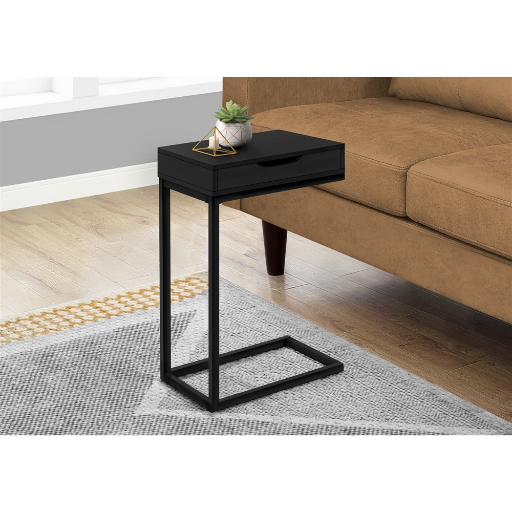 Monarch Specialties Accent Table With 1 Drawer - Black Finish And Black Metal - Image 2