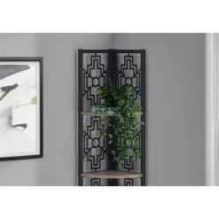 Monarch Specialties Bookcase Etagere - Dark Taupe And Black Metal - 62-in H