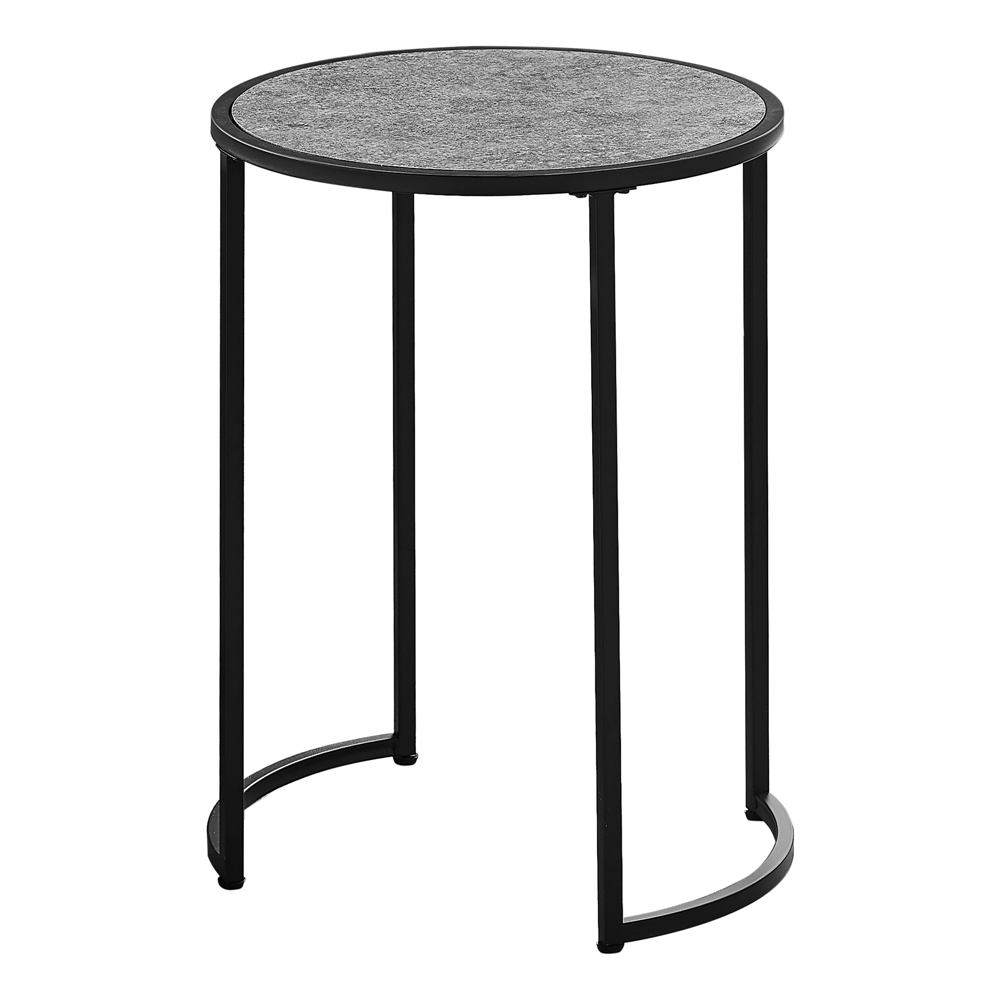 Monarch Specialties Accent Table - Grey Stone Look And Black Metal - 24-in H - Image 4