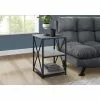 Monarch Specialties Accent Table - Grey Finish And Black Metal - 26-in H