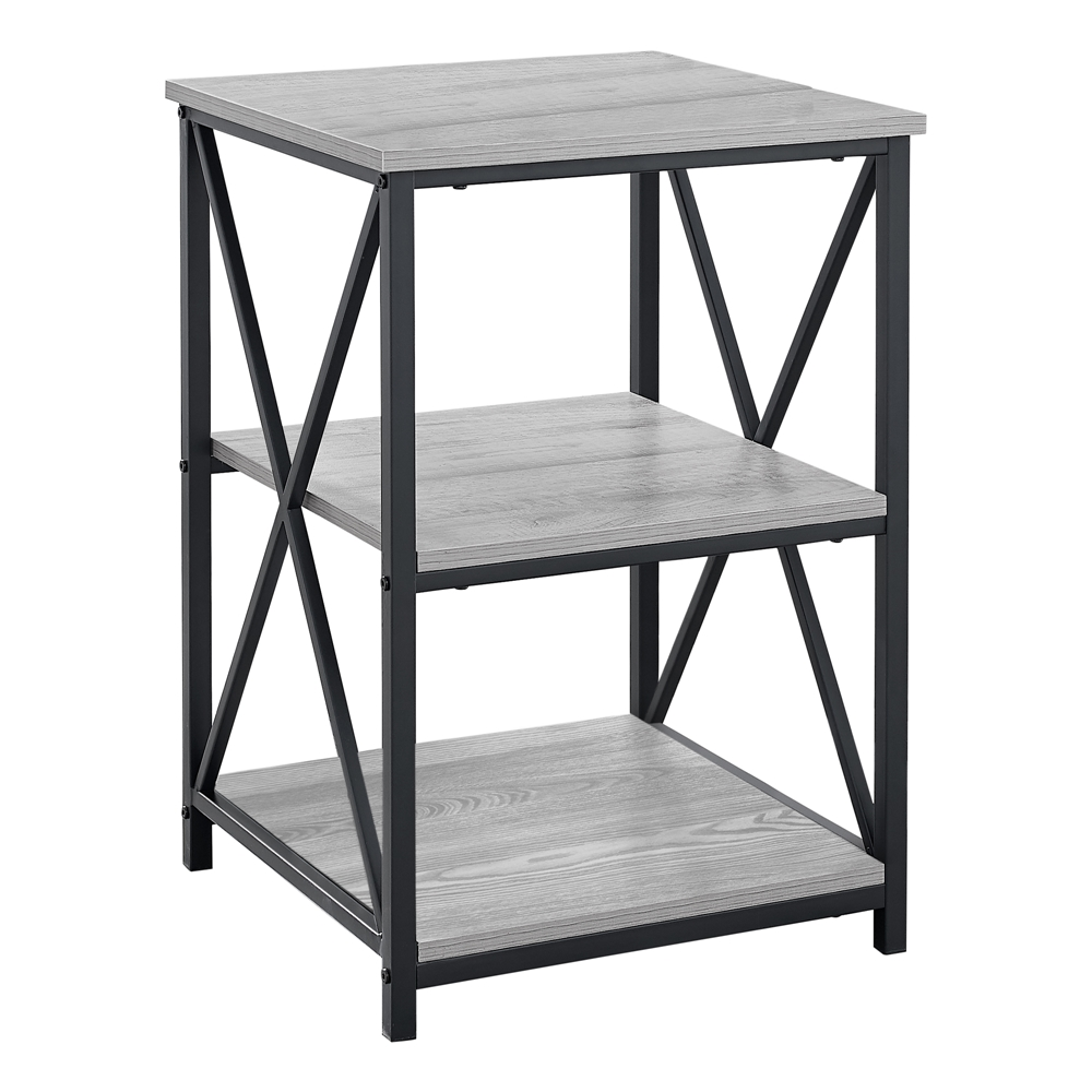 Monarch Specialties Accent Table - Grey Finish And Black Metal - 26-in H - Image 4