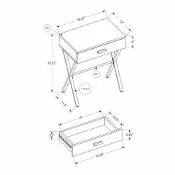 Monarch Specialties Accent Table - Black Finish And Black Metal - 24-in H