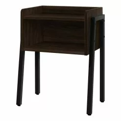 Monarch Specialties Accent Table - Espresso Finish And Black Metal - 23-in H
