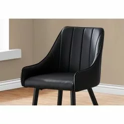 Monarch Specialties Dining Chair Black Leather Look And Black - 33-in H - Set Of 2