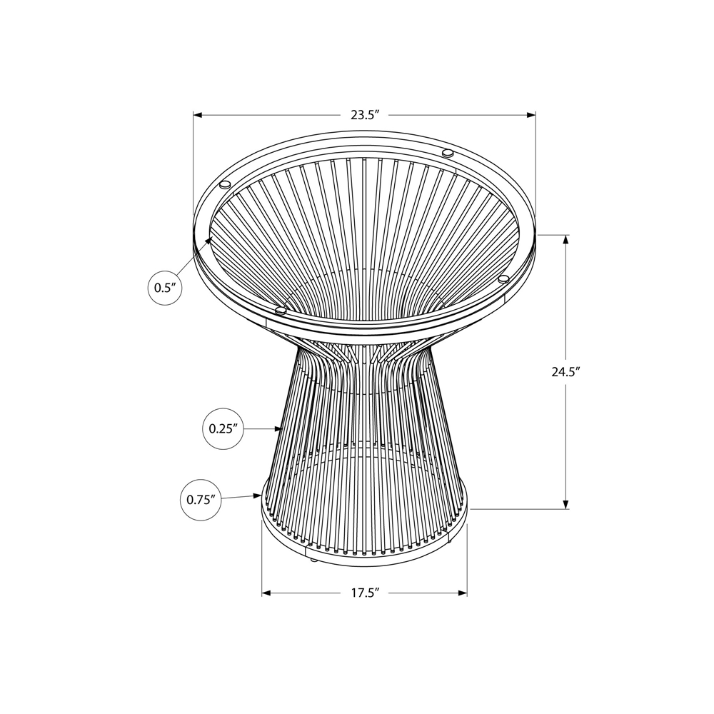 Monarch Specialties Accent Table - Stainless Steel With Tempered Glass - 24-in H - Image 2