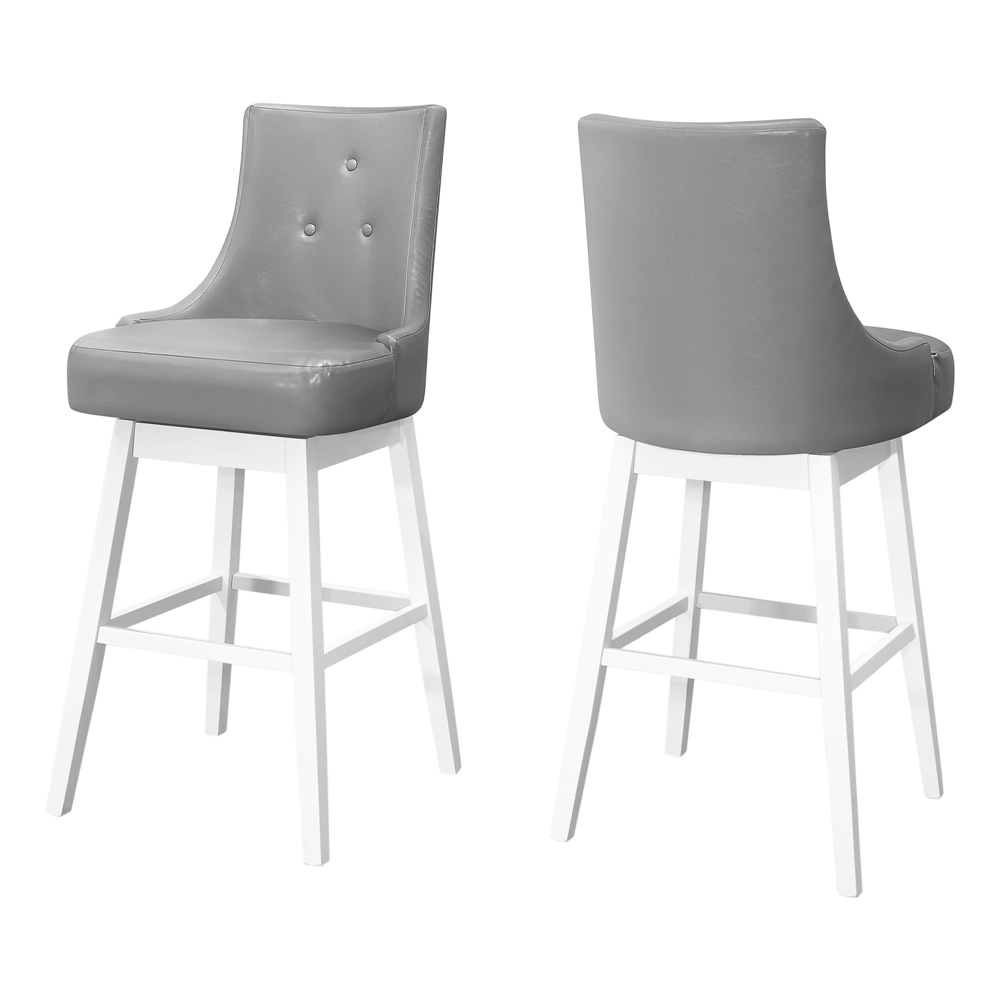 Monarch Specialties Upholstered Swivel Bar Stool, Grey, 2-Pack - Image 3