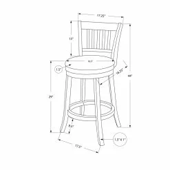 Monarch Specialties Upholstered Swivel Bar Stool, White/Grey, 2-Pack