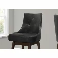Monarch Specialties Upholstered Swivel Bar Stool, Black, 2-Pack
