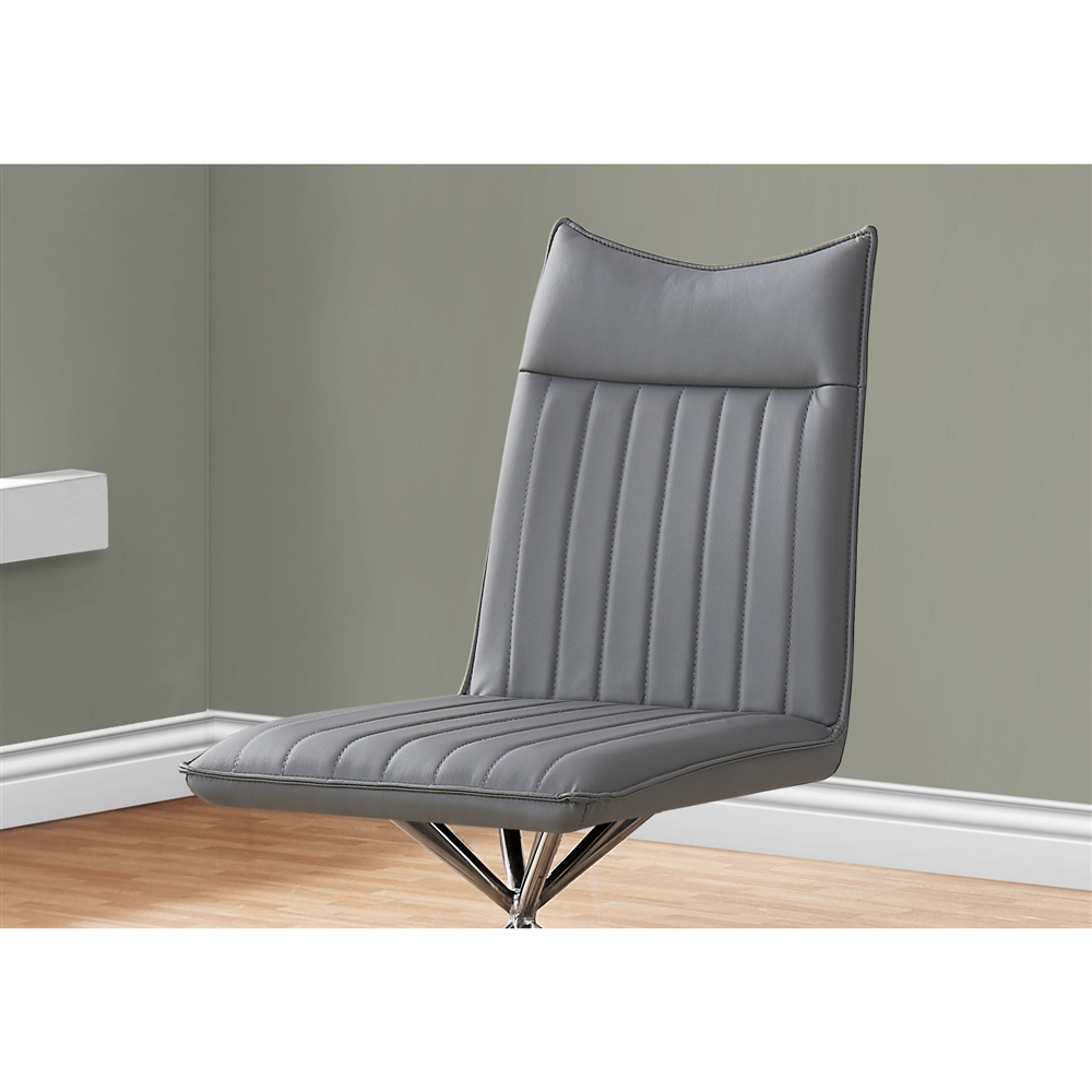 Monarch Specialties Contemporary Faux Leather Upholstered Side Chair, With Metal Frame, Grey And Chrome, Set Of 2 - Image 5