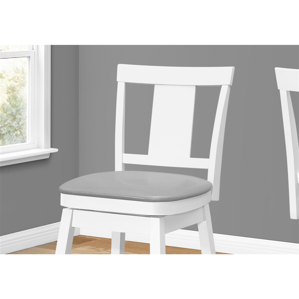 Monarch Specialties Upholstered Counter Height Stool, White/Grey, 2-Pack - Image 6