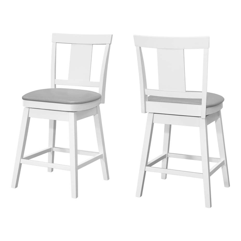 Monarch Specialties Upholstered Counter Height Stool, White/Grey, 2-Pack - Image 4