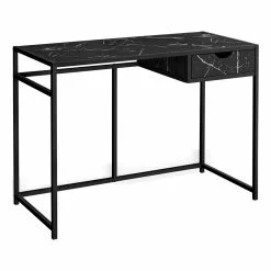 Monarch Specialties COMPUTER DESK - 42"L / BLACK MARBLE-LOOK / BLACK METAL