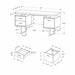 Monarch Specialties COMPUTER DESK - 60"L / WHITE / BLACK METAL