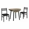 Monarch Specialties Dining Room Set With Round Table, Dark Taupe, 3-Pieces