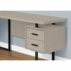 Monarch Specialties COMPUTER DESK - 70"L / MODERN TAUPE / BLACK METAL / L/R