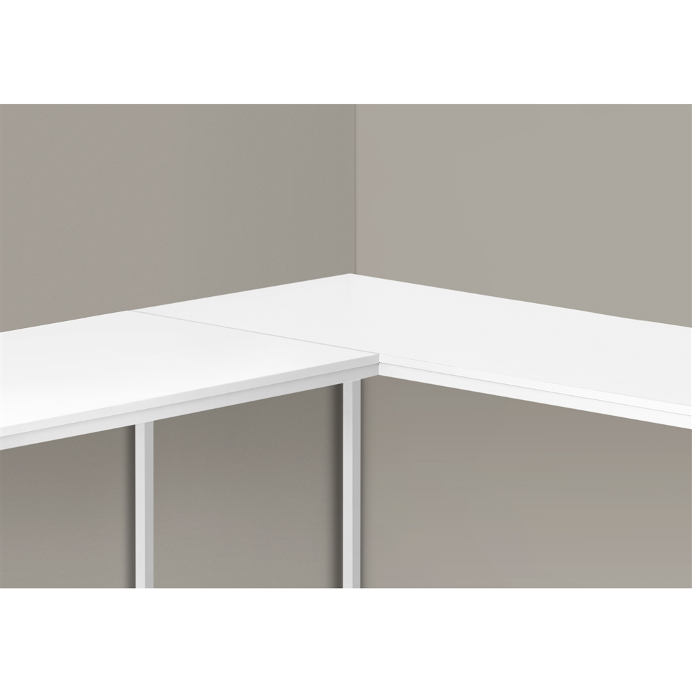 Monarch Specialties COMPUTER DESK - 58"L / WHITE TOP / WHITE METAL CORNER - Image 3