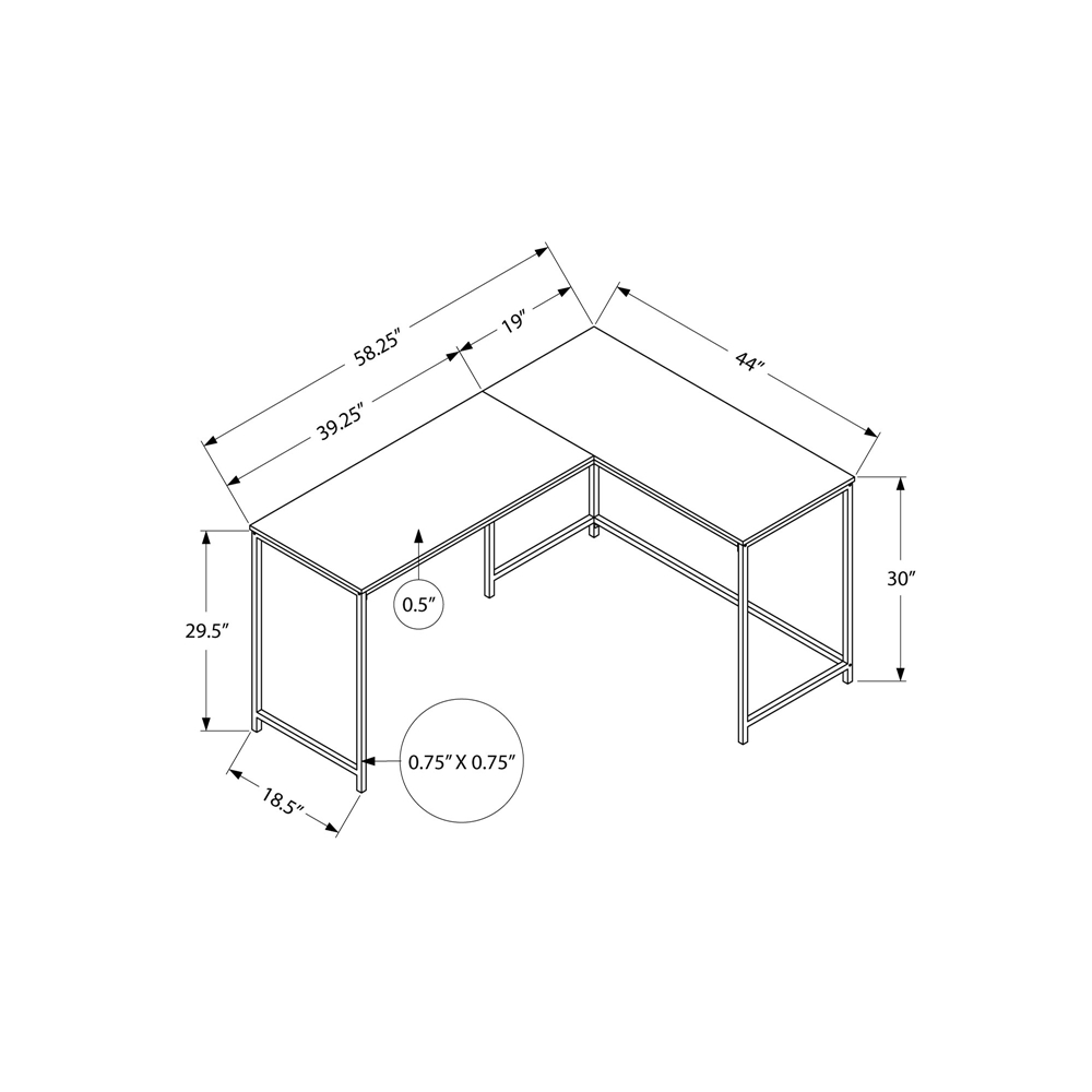Monarch Specialties COMPUTER DESK - 58"L / WHITE TOP / WHITE METAL CORNER - Image 6