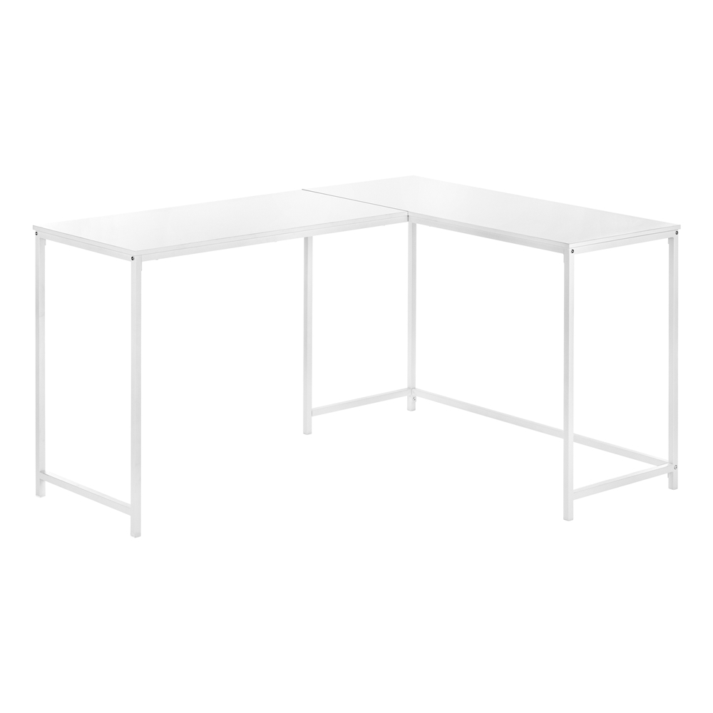 Monarch Specialties COMPUTER DESK - 58"L / WHITE TOP / WHITE METAL CORNER
