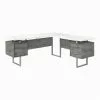 Monarch Specialties COMPUTER DESK - 70"L / WHITE/ CONCRETE/ SILVER METAL/ L/R