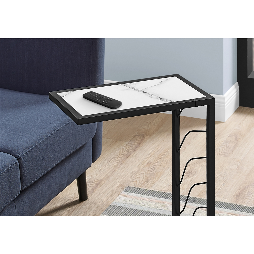 Monarch Specialties Rectangular C-Shaped End Table, 25.25-in X 10.25-in, White And Black - Image 2