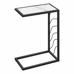 Monarch Specialties Rectangular C-Shaped End Table, 25.25-in X 10.25-in, White And Black