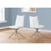 Monarch Specialties Contemporary Faux Leather Upholstered Side Chair, With Metal Frame, White And Chrome, Set Of 2
