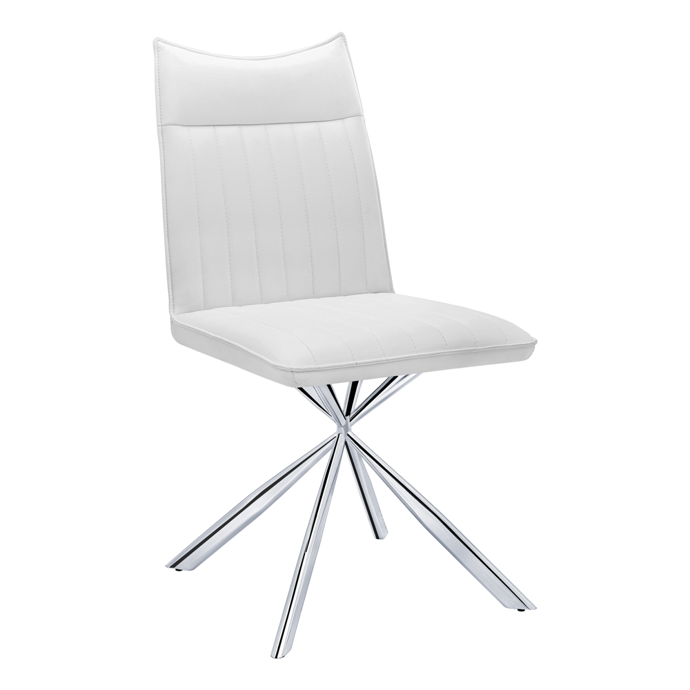 Monarch Specialties Contemporary Faux Leather Upholstered Side Chair, With Metal Frame, White And Chrome, Set Of 2 - Image 6