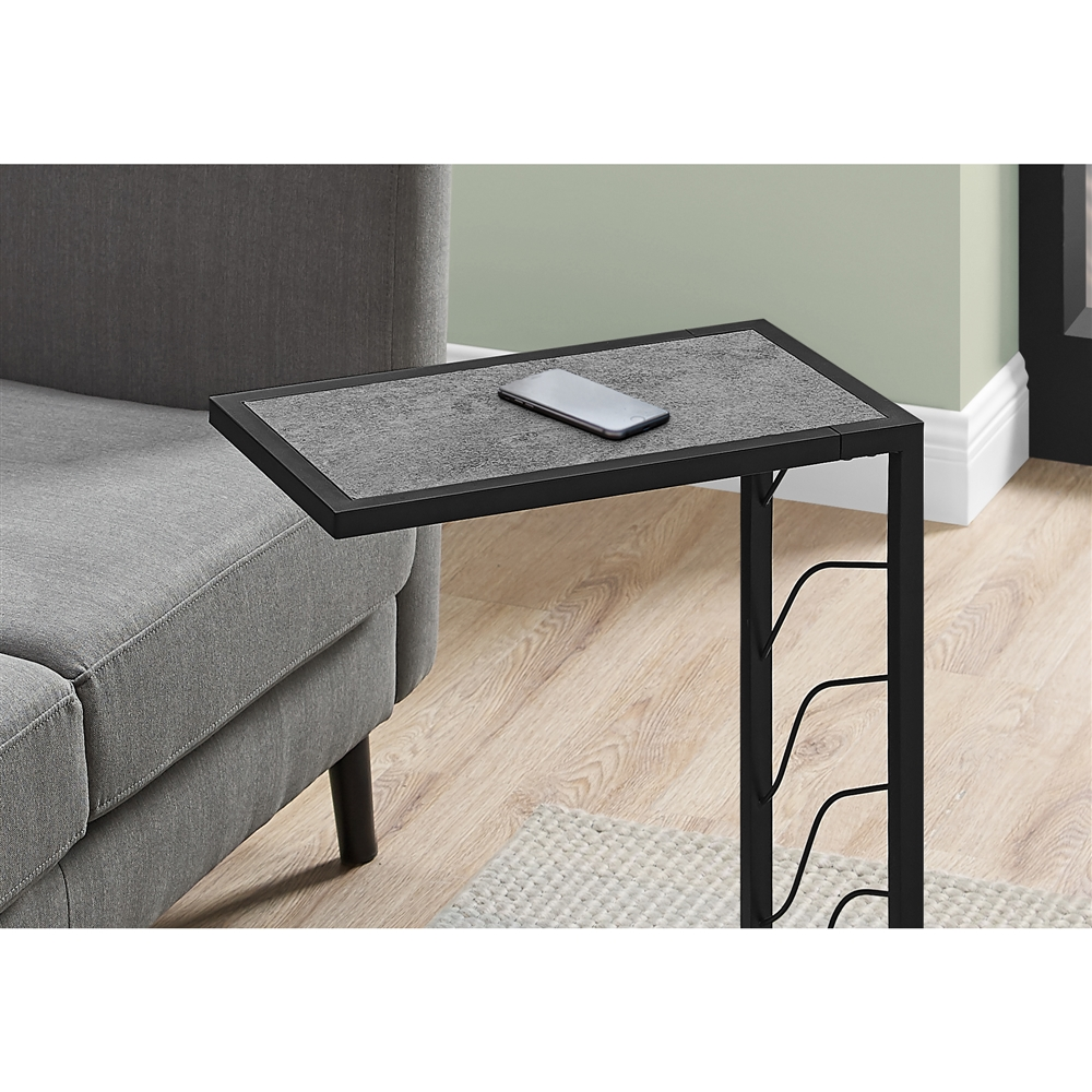 Monarch Specialties Rectangular C-Shaped End Table, 25.25-in X 10.25-in, Grey And Black - Image 6