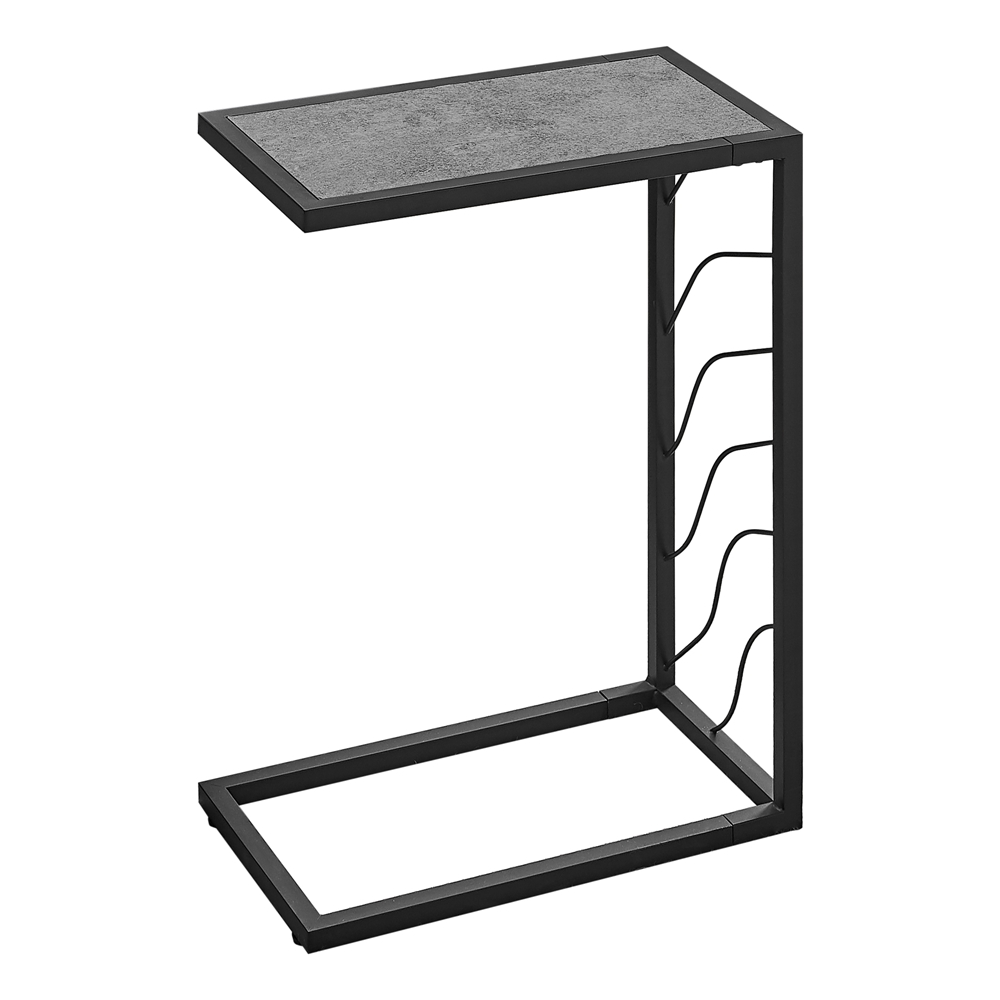 Monarch Specialties Rectangular C-Shaped End Table, 25.25-in X 10.25-in, Grey And Black - Image 3
