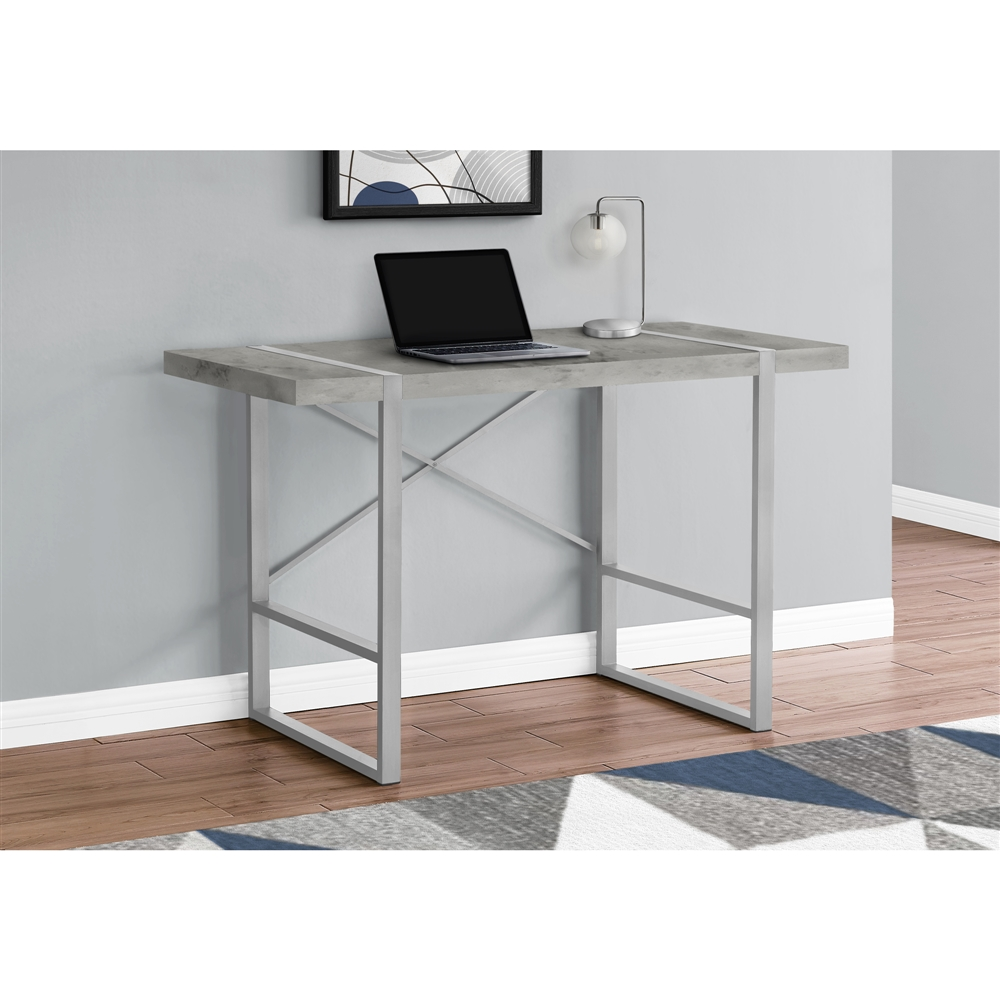 Monarch Specialties COMPUTER DESK - 48"L / GREY CONCRETE-LOOK / SILVER METAL - Image 6
