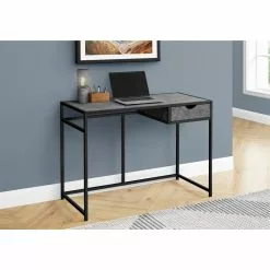 Monarch Specialties COMPUTER DESK - 42"L / GREY STONE-LOOK / BLACK METAL